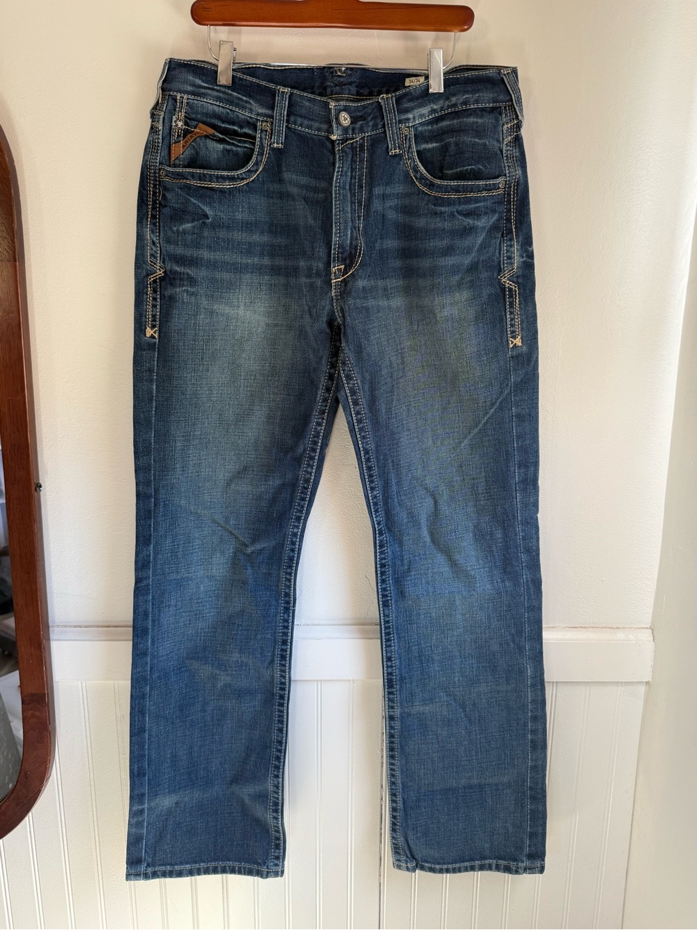 Ariat M5 Boundary Straight Leg Jeans Mens 34x34 Relaxed Western Cowboy Denim